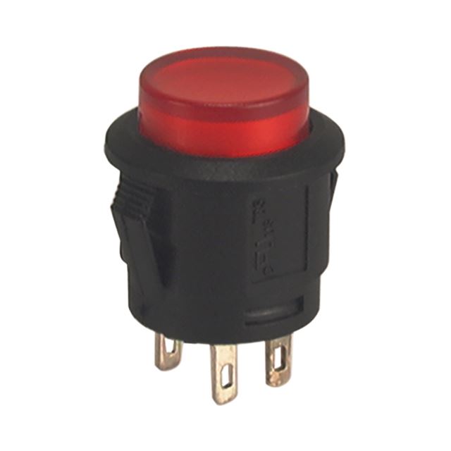 Circle LED pushbutton switch SPST latching type off-on 3A 125VAC 1.5A 250VAC 4 pins