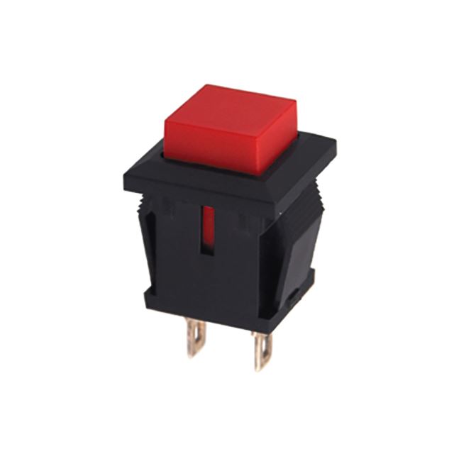 Square pushbutton switch NO type off-(on) momentary 1A 125VAC 2 pins