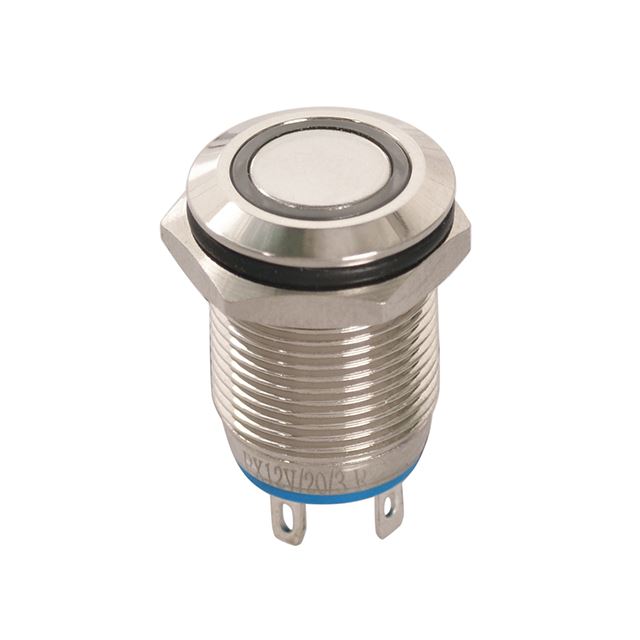 Illuminated LED metal pushbutton switch SPST NO type off-(on) momentary IP65 M12 2A 36VDC 2 pins