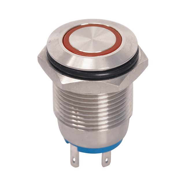 Illuminated LED metal pushbutton switch SPST NO type off-(on) momentary IP65 M16 2A 36VDC 2 pins