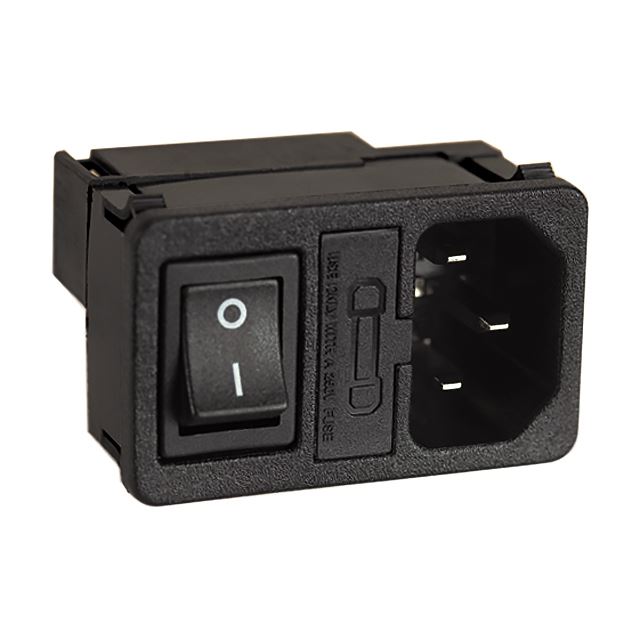 Panel mount snap-in IEC connector male IEC-60320 C14 10A 250VAC with rocker switch without fuse