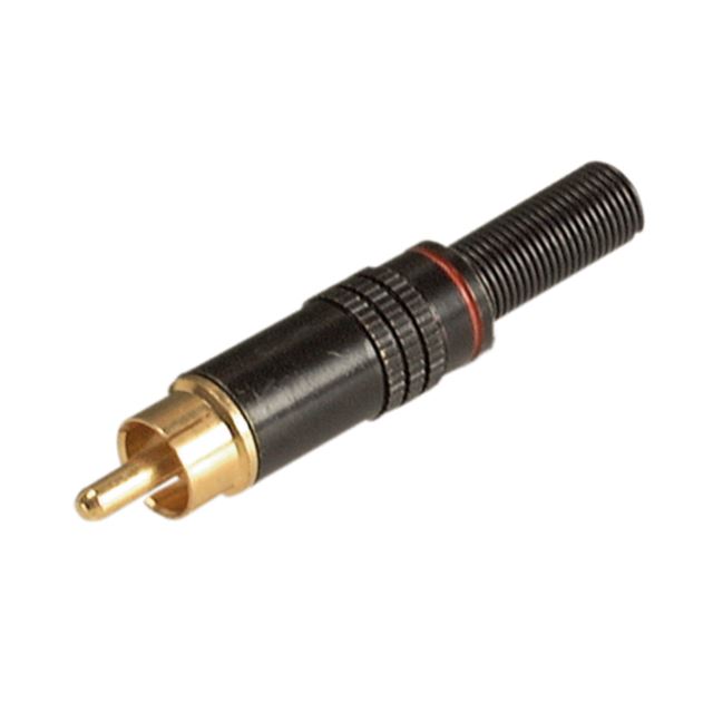 Audio/video connector RCA phono plug cable mount black barrel