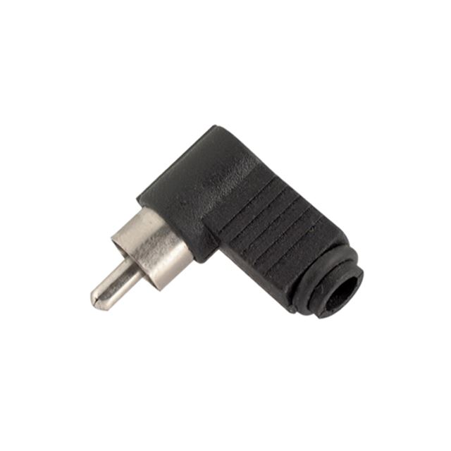 Audio/video connector right angle RCA phono plug cable mount