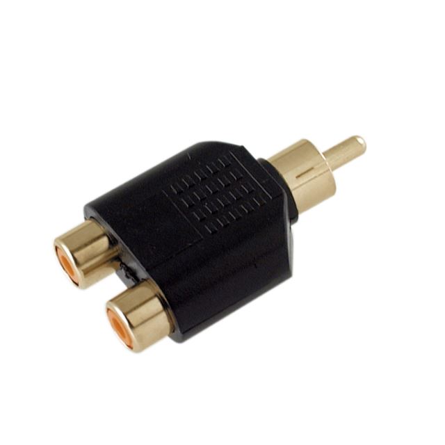 Audio adapter RCA plug to 2 x RCA jack plastic shell