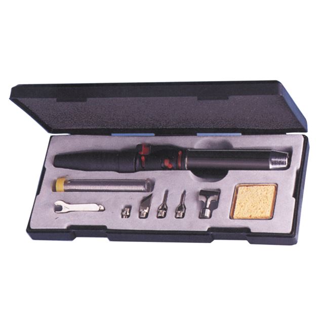 Gas soldering iron kit with multiple tips