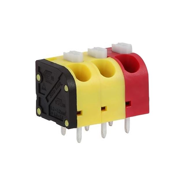 3 ways PCB Terminal block 5mm yellow-yellow-red