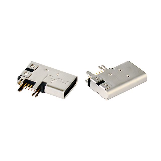 USB connector, USB 3.1/type C socket right angle through hole