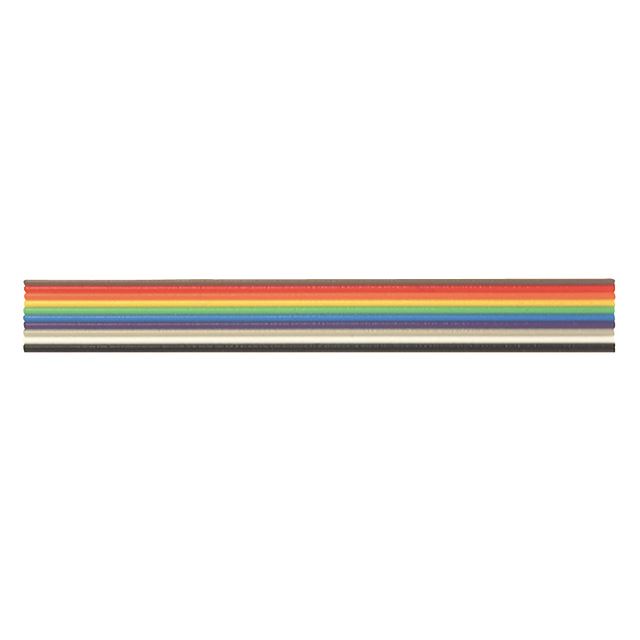 10 Ways flat ribbon cable color coded, 12.7mm width 28AWG 100ft
