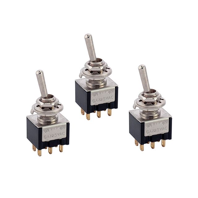 Mini toggle switch DPDT on-on 5A 120VAC 2A 250VAC gold terminal 6 positions