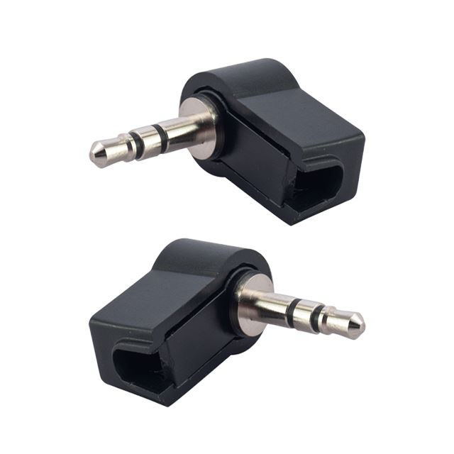 Audio connector right angle 3.5mm cable mount 3 contacts stereo phone plug nickel plastic shell