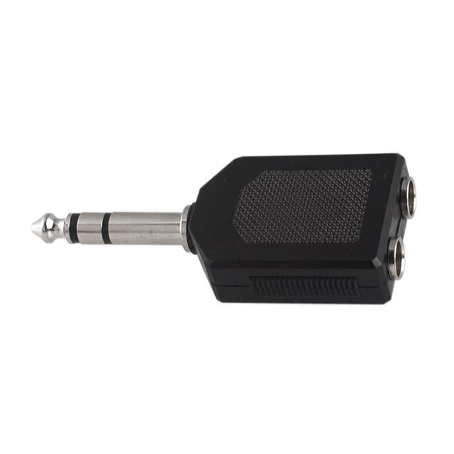 Audio adapter 6.35mm stereo plug to 6.35mm stereo jacks nickel plastic shell
