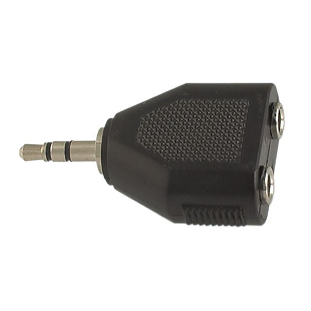 Audio adapter 3.5mm stereo plug to 2 x 3.5mm stereo jack nickel plastic shell