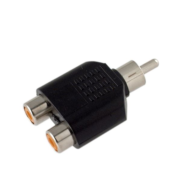 Audio adapter RCA plug to 2 x RCA jack plastic shell