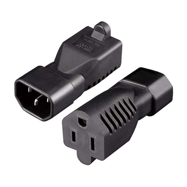 Converter plug adapter IEC 60320 C14 plug to NEMA5-15R jack 15A 125V
