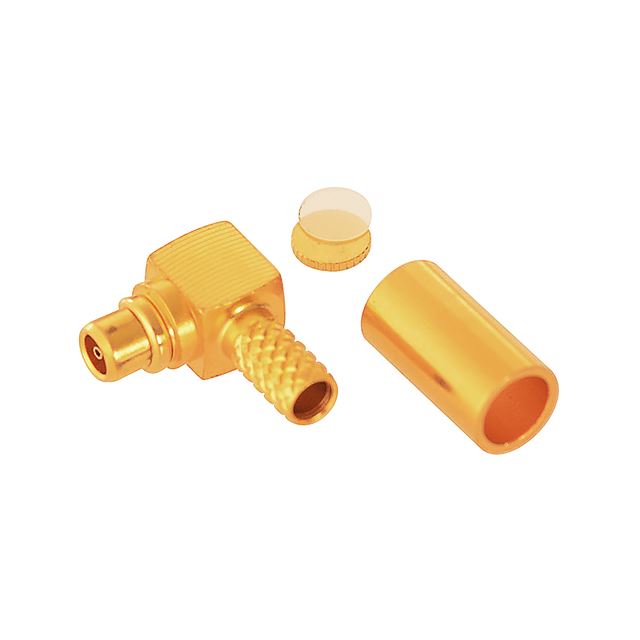 RF connector coaxial connector right angle reverse polarity MMCX plug crimp type RG174U gold