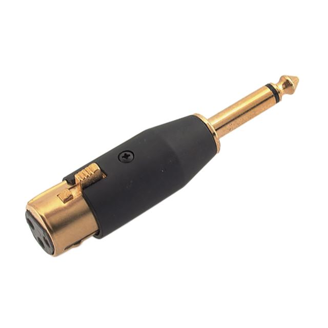 6.35mm mono plug to 3 way female XLR connector gold